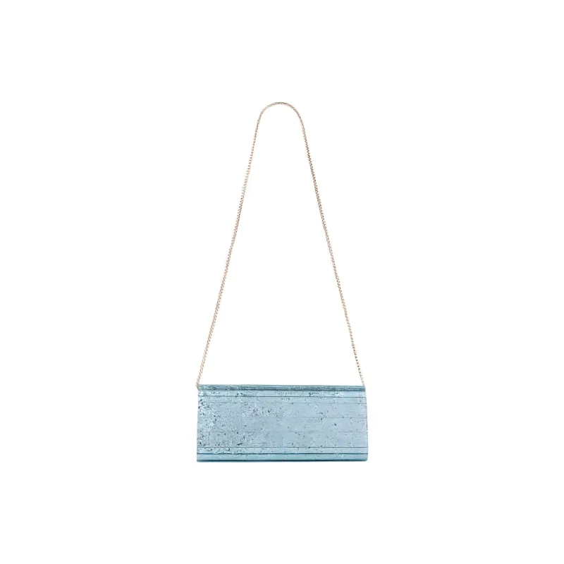 Jimmy Choo With Rubber And Sheepskin Clutch, Crossbody Bag, Shoulder Bag Trumpets Women's Aqua Green-2