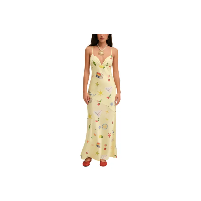 FOR LOVE & LEMONS Slip Dress Women's Yellow-0