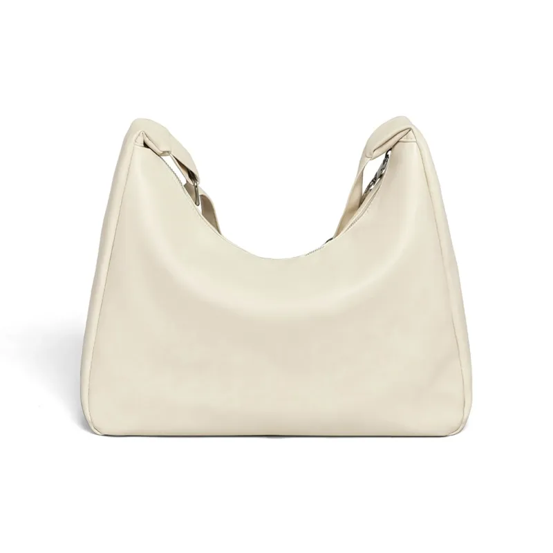 C°BANNER Synthetic Leather Shoulder Bag Medium Size Women's White/Brown-3