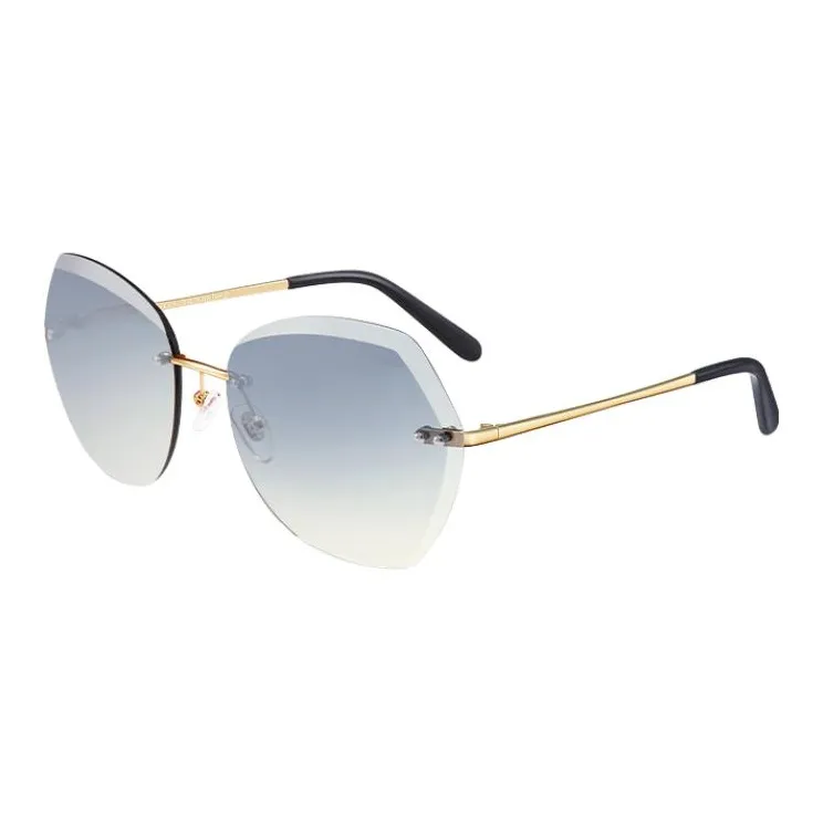 VEGOOS Metal Irregular Shape Sunglasses Women's Gold-3
