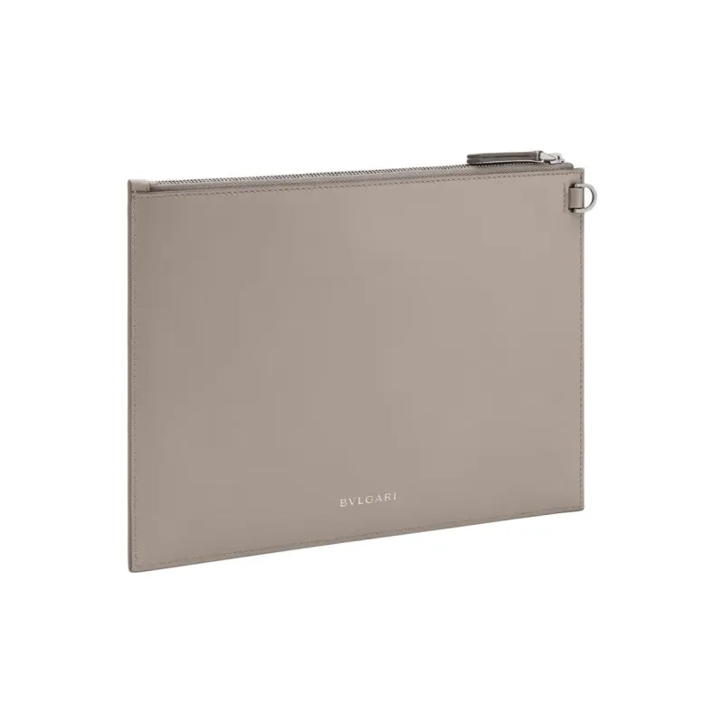BVLGARI Serpenti Forever Cow Leather Clutch Women's Gray-2