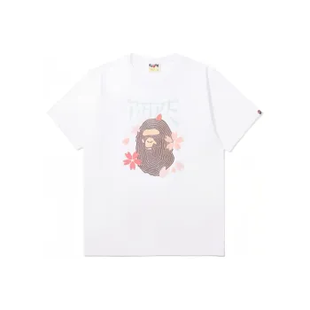 A BATHING APE Embroidery Style Sakura Ape Head Tee