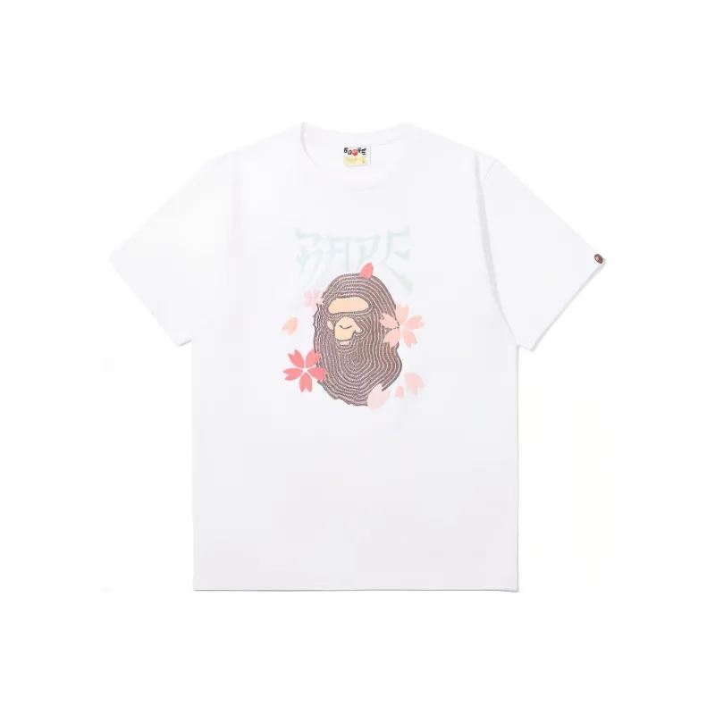 Bape Embroidery Style Sakura Ape Head Tee-0