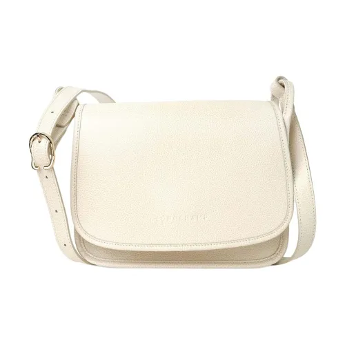 LONGCHAMP Cow Leather Shoulder Bag Medium Size Women's Paper White