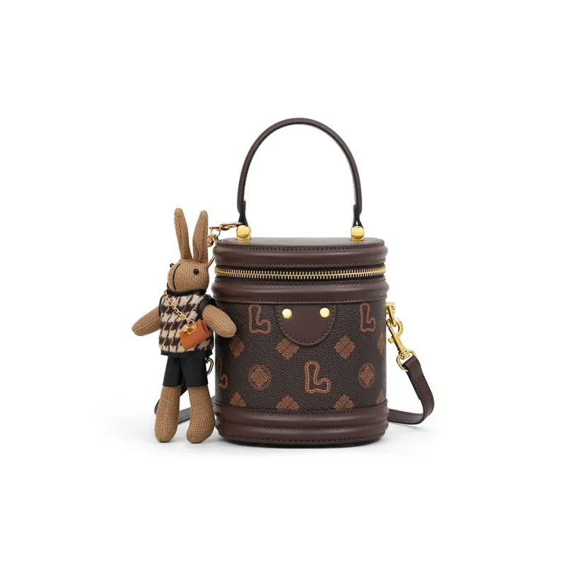 CNNCOO Synthetic Leather Bucket Bag, One Shoulder Handbag Regular Women's Coffee-4