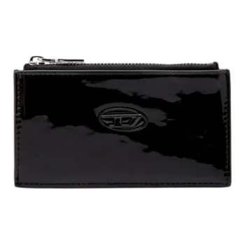 DIESEL Polyurethane With Cow Leather Card Holder Women's Black