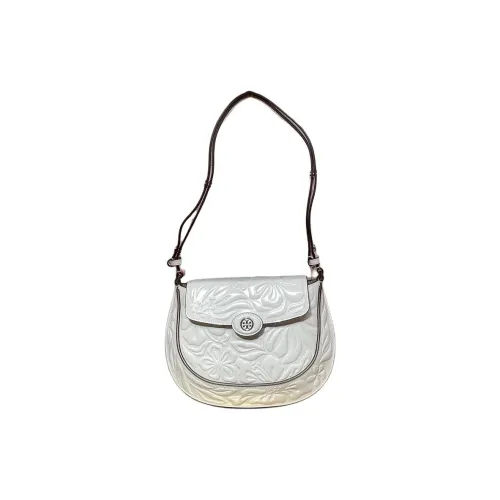 TORY BURCH Robinson Cow Leather Saddle Bag, Shoulder Bag Women's White