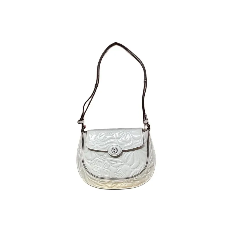 TORY BURCH Robinson Cow Leather Saddle Bag, Shoulder Bag Women's White-0