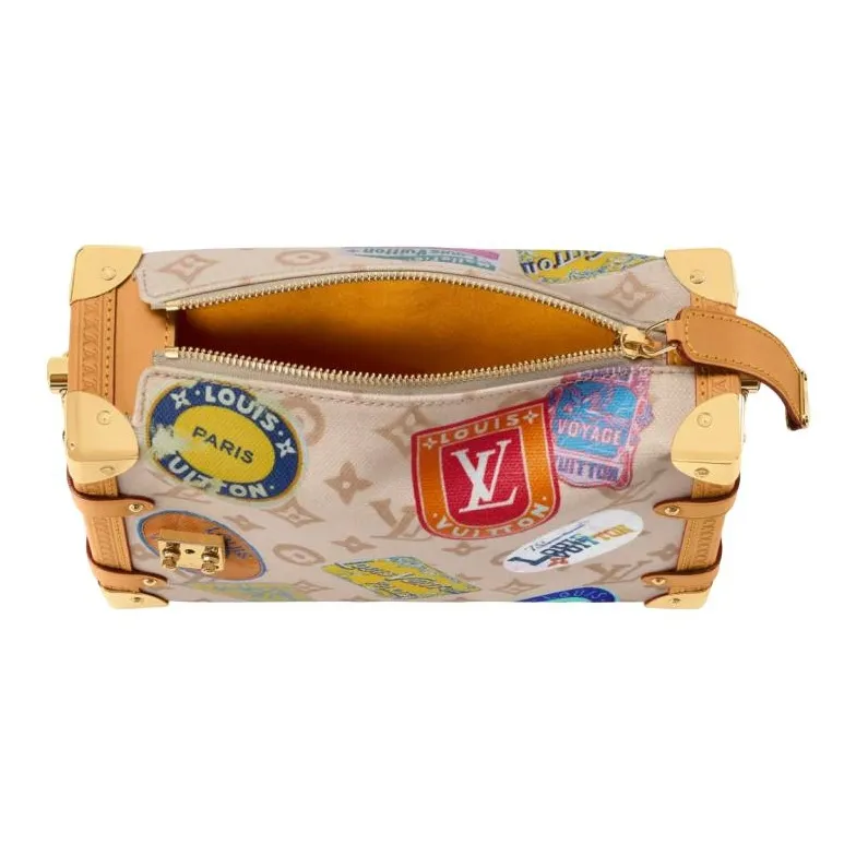 LOUIS VUITTON Trunk Coated Canvas Soft Box Portable Crossbody Bag, Shoulder Bag Women's Beige-2