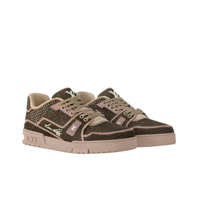 LOUIS VUITTON Trainer Low Top Skateboard Shoes Women's Brown-1