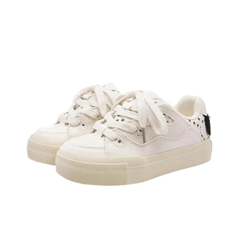HUANAI Anti Slip Wear Resistant Low Top Skateboard Shoes Women's Ecru-2