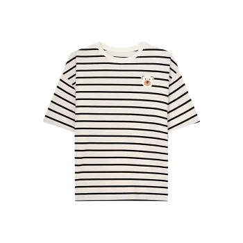 ABBY GODDESS T Shirts Women's Apricot With Black Stripes