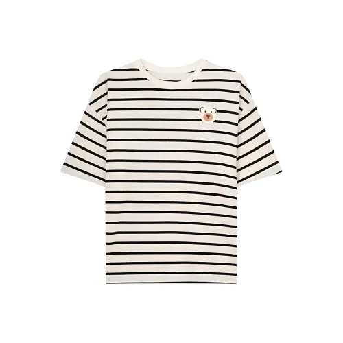 ABBY GODDESS T Shirts Women's Apricot With Black Stripes