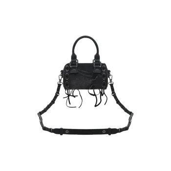 Emotional World Cow Leather Bowling Bag, Shoulder Bag, Crossbody Bag, Handbag Trumpets Women's Black