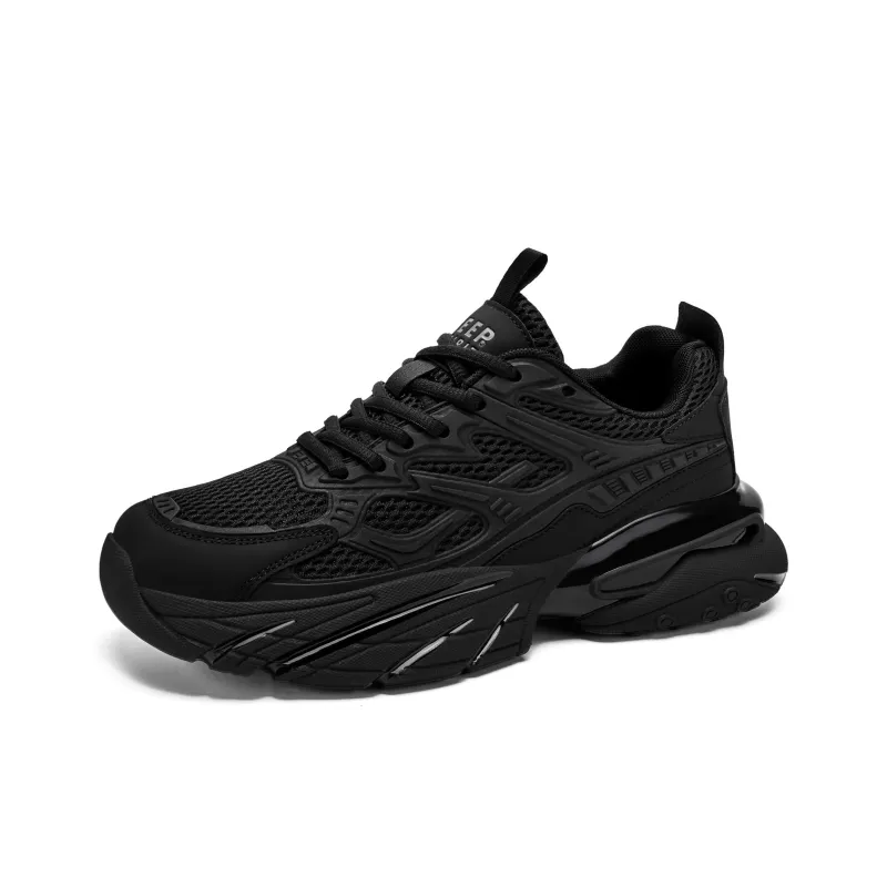JEEP SPIRIT Darth Vader Cushioning, Abrasion Resistant, Height Increasing Low Top Chunky Sneakers Men's Graphite Black-1