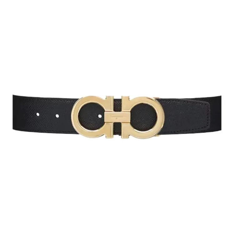FERRAGAMO Calfskin Leather Belts Unisex Black -1