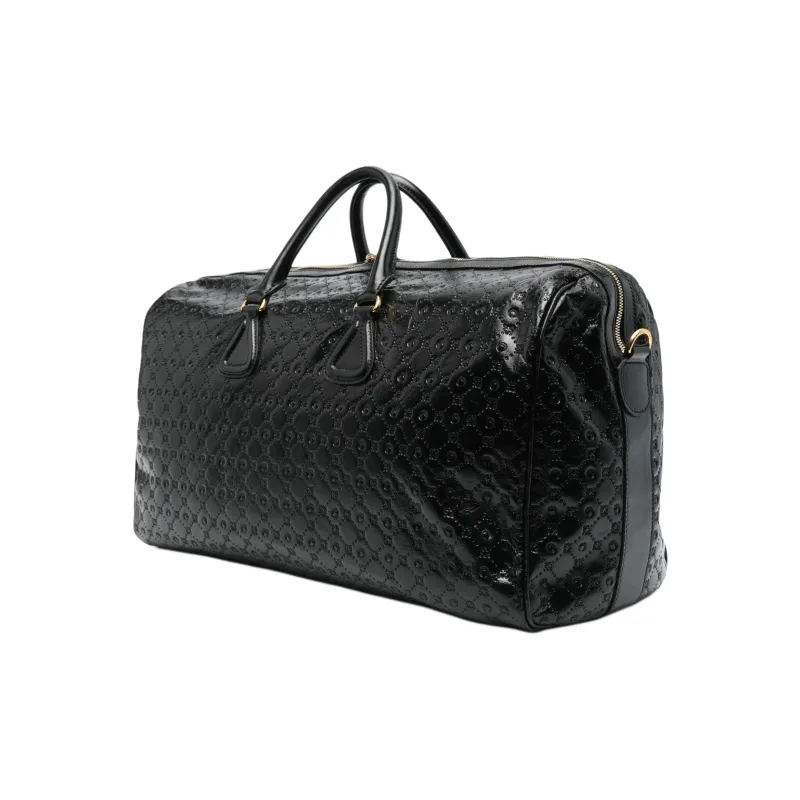 Marine Serre Cow Leather One Shoulder Handbag, Travel Bag Women's Black-1