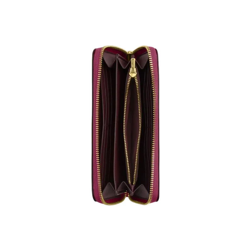 COACH Zip Around Calfskin Wallet Trumpets Women's Gold & Dark Pink-1