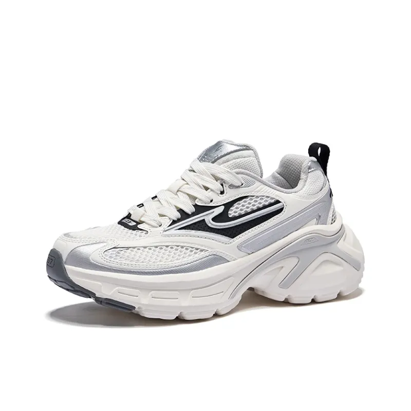 Erke Hongyu 2.0 Abrasion Resistant Breathable Low Top Chunky Sneakers Women's Microcrystal White Bright Silver-2