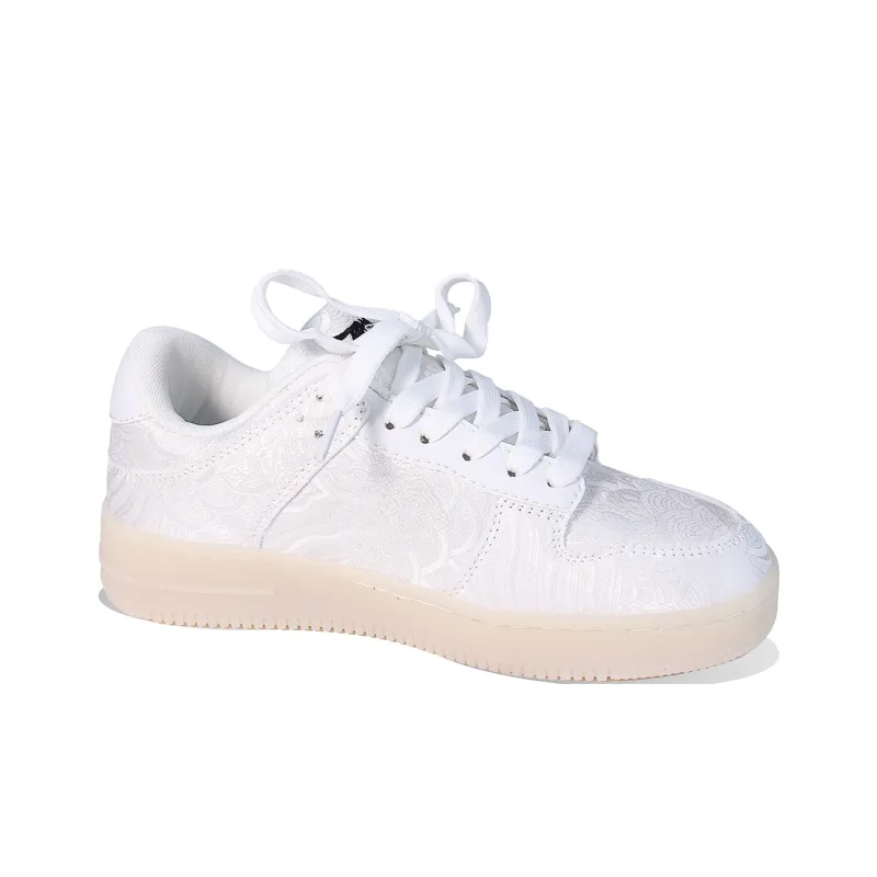 BPLB Anti Slip Wear Resistant Low Top Skateboard Shoes Unisex White Natural Rubber-1
