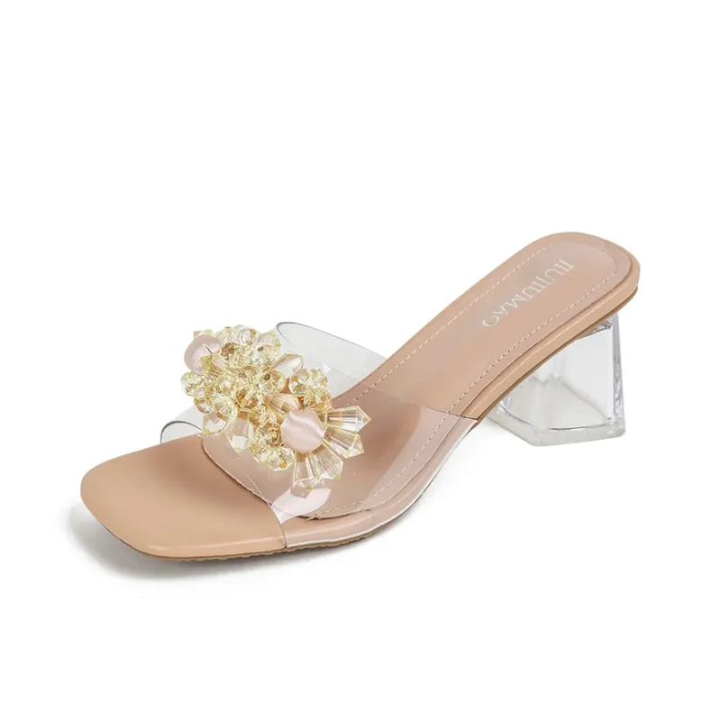 TATAYA Rubber Sole Abrasion Resistant Slide Slippers Women's Champagne-0