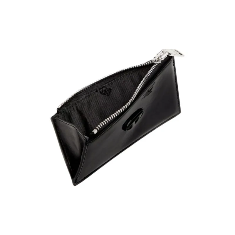 DIESEL Polyurethane With Cow Leather Card Holder Women's Black-3