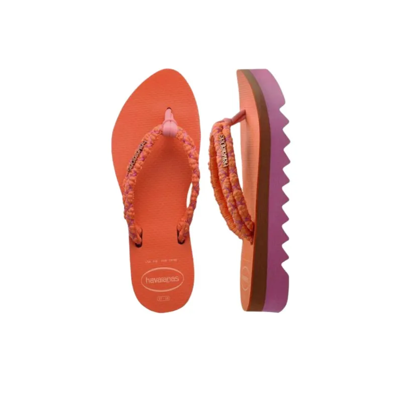 Havaianas Rubber Sole Abrasion Resistant Flip Flops Women's Orange-4
