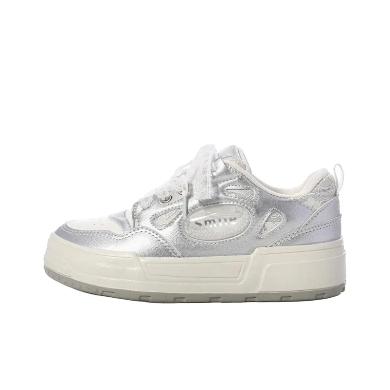 The New Age Family Low Top Skateboard Shoes Women's Silver-0