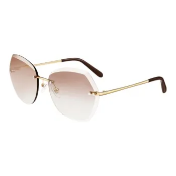 VEGOOS Metal Irregular Shape Sunglasses Women's Gold