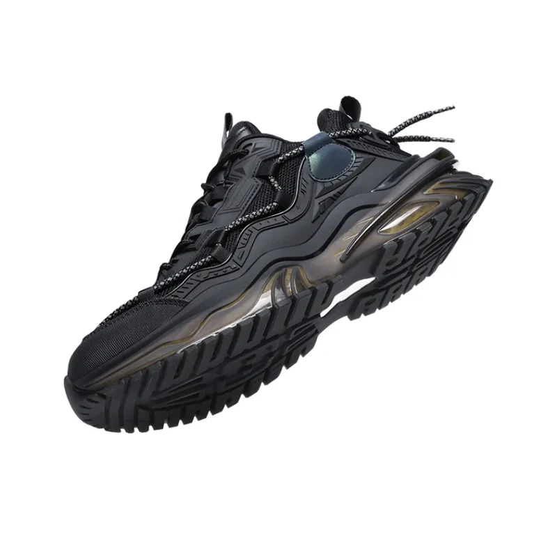 OUBT Shock Absorbers Slip Resistant Breathable Low Top Chunky Sneakers Men's Black-4