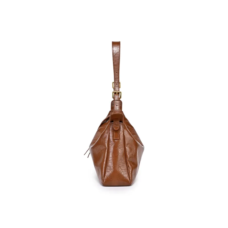 AQUASCUTUM Top Grain Cow Leather Tote Crossbody Bag, Shoulder Bag Women's Brown-2