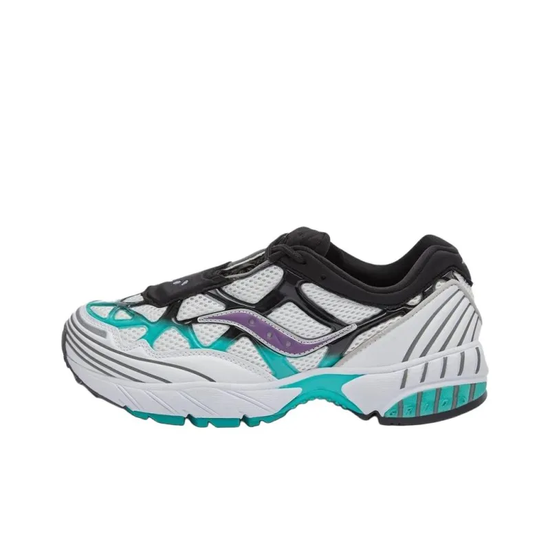 Saucony Grid Web Abrasion Resistant Breathable Low Top Running Shoes Men's White-0