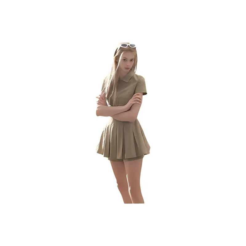 GUOZHEN Short Sleeved Dress Women's-7