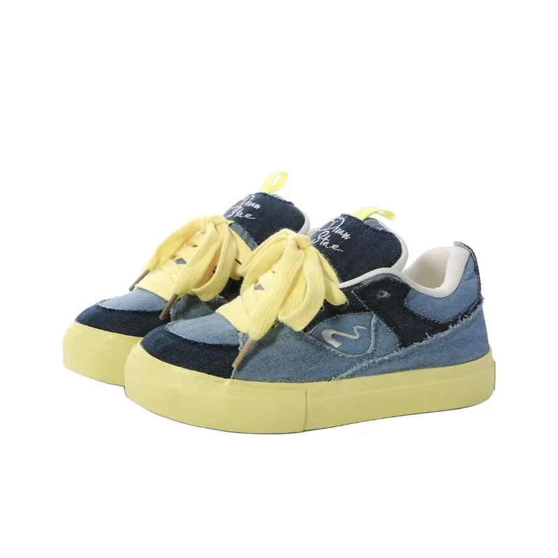 The New Age Family Low Top Skateboard Shoes Women's Denim Blue-1
