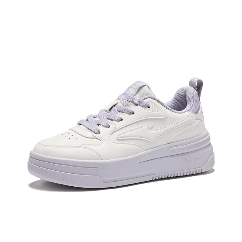 Erke Anti Slip Wear Resistant Low Top Skateboard Shoes Women's Microcrystal White Galactic Purple-2