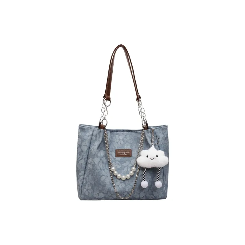 Bueno PU Tote Bag, Shoulder Bag Women's Blue/Ecru/Black-0