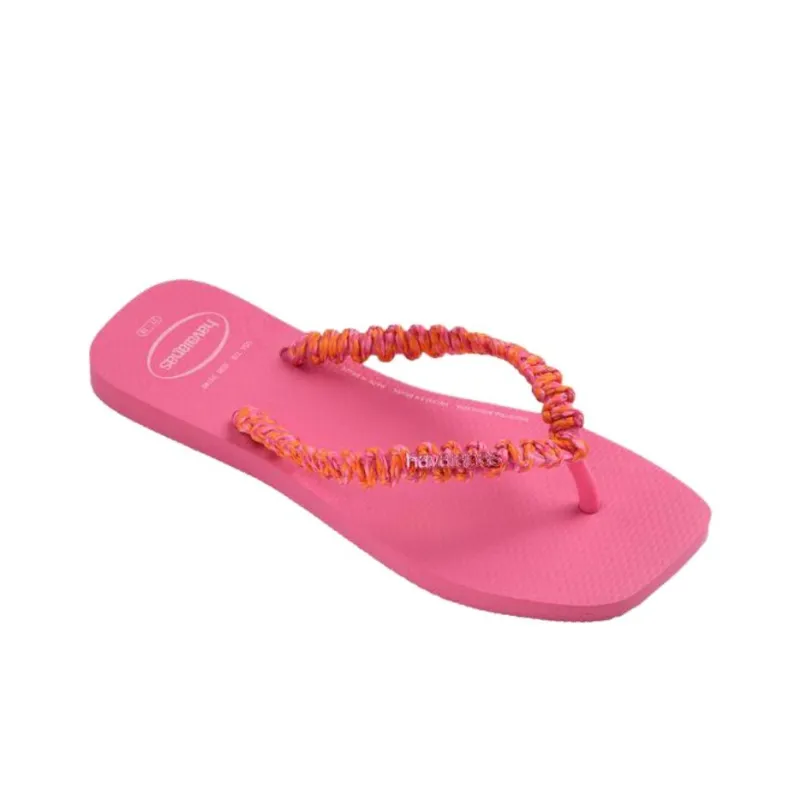 Havaianas Rubber Sole Abrasion Resistant Flip Flops Women's Pink-2