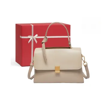 CNNCOO Split Cow Leather Handbag Regular Women's Beige Apricot