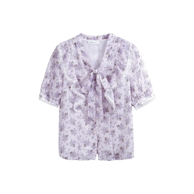 OZVO Shirts Women's Purple Floral-0