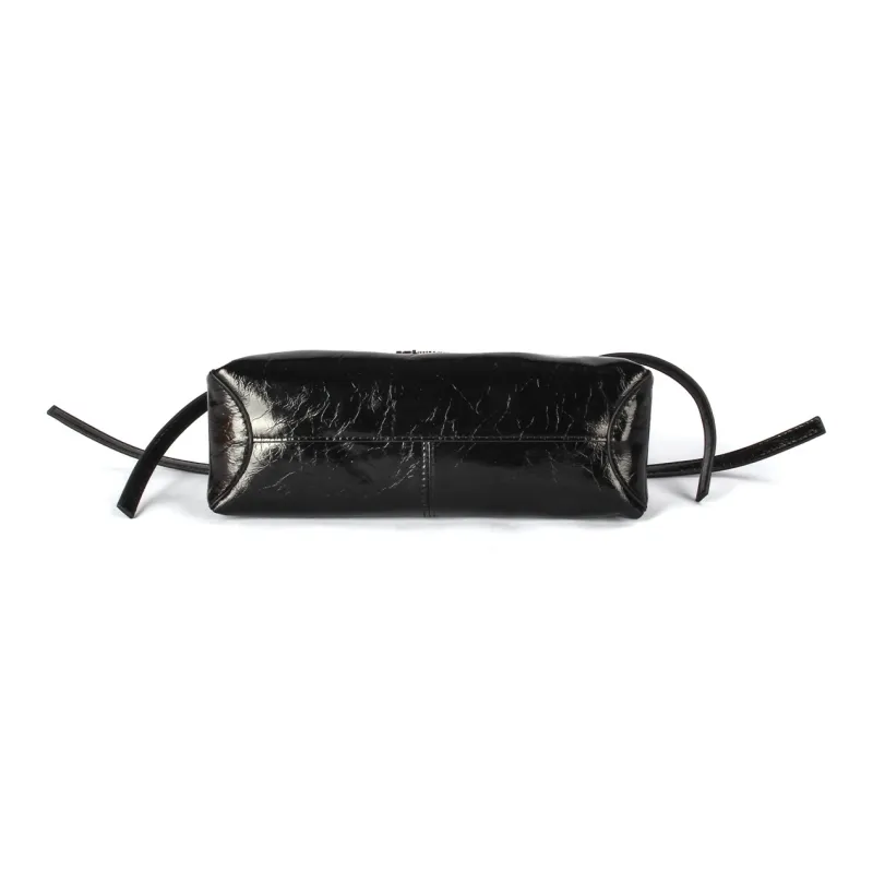 AQUASCUTUM Top Grain Cow Leather Boston Bag, Shoulder Bag, Crossbody Bag, Handbag Regular Women's Black-4