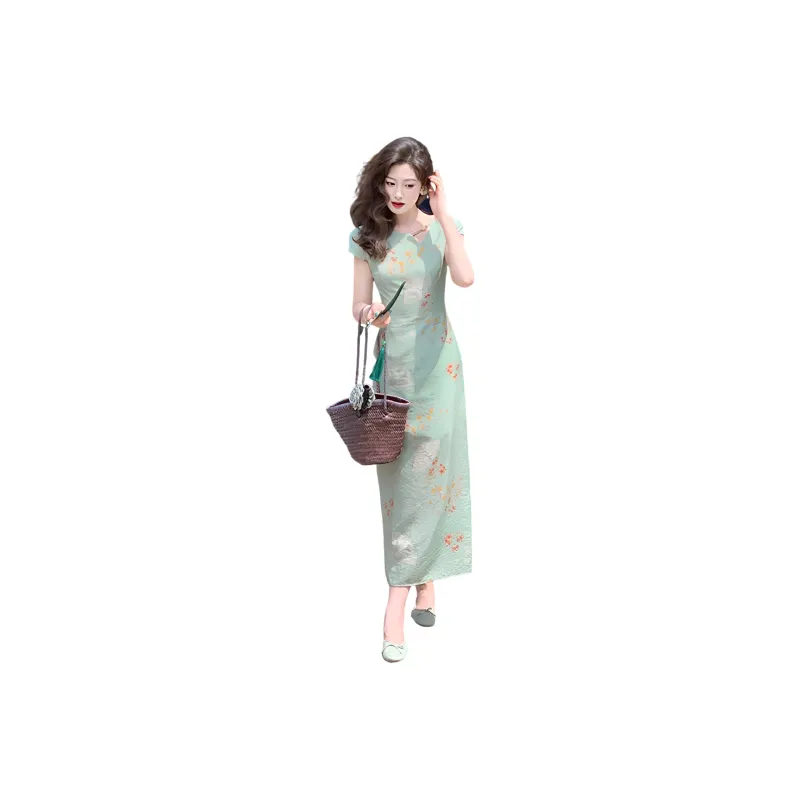 Flowers In Water Short Sleeved Dress Women's-0