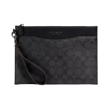 COACH Beckett Leather Document Bag Clutch Medium Size Men's Black Brown