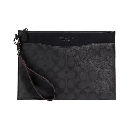 COACH Beckett Leather Document Bag Clutch Medium Size Men's Black Brown
