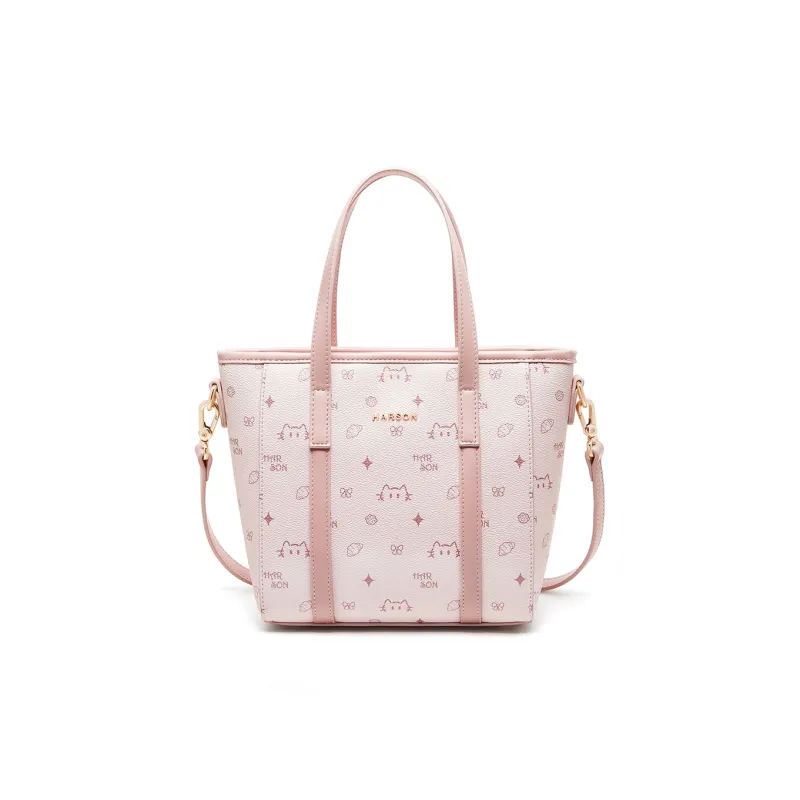 HARSON Synthetic Leather Tote Bag, Shopping Bag, Shoulder Bag, Handbag Women's Pink-0