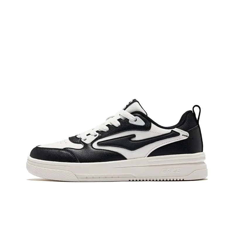 Erke Anti Slip Wear Resistant Low Top Skateboard Shoes Men's Microcrystal White Jet Black-0