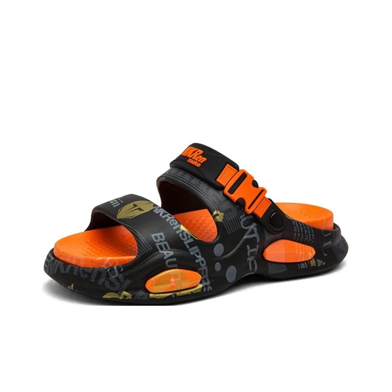 GERTOP Beach Sandals Men Black Orange, White Green, Khaki-0