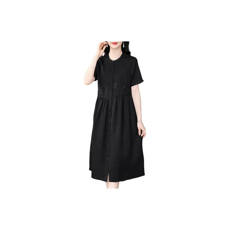Yi Mengyuan Silk Short Sleeved Dress Women's-0