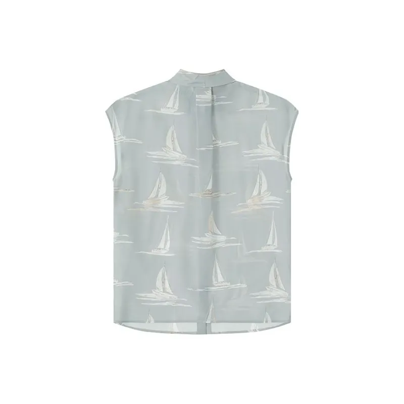 MaxMara Studio Gaetana Collection Shirt Women's Blue Gray-1