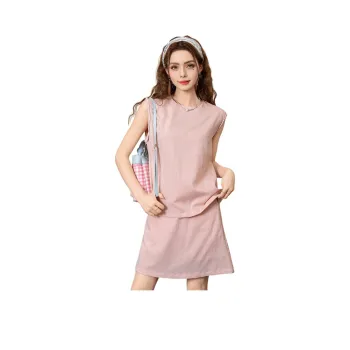 FAWENXIANGZI Two Piece Skirt Sets Women's Pink