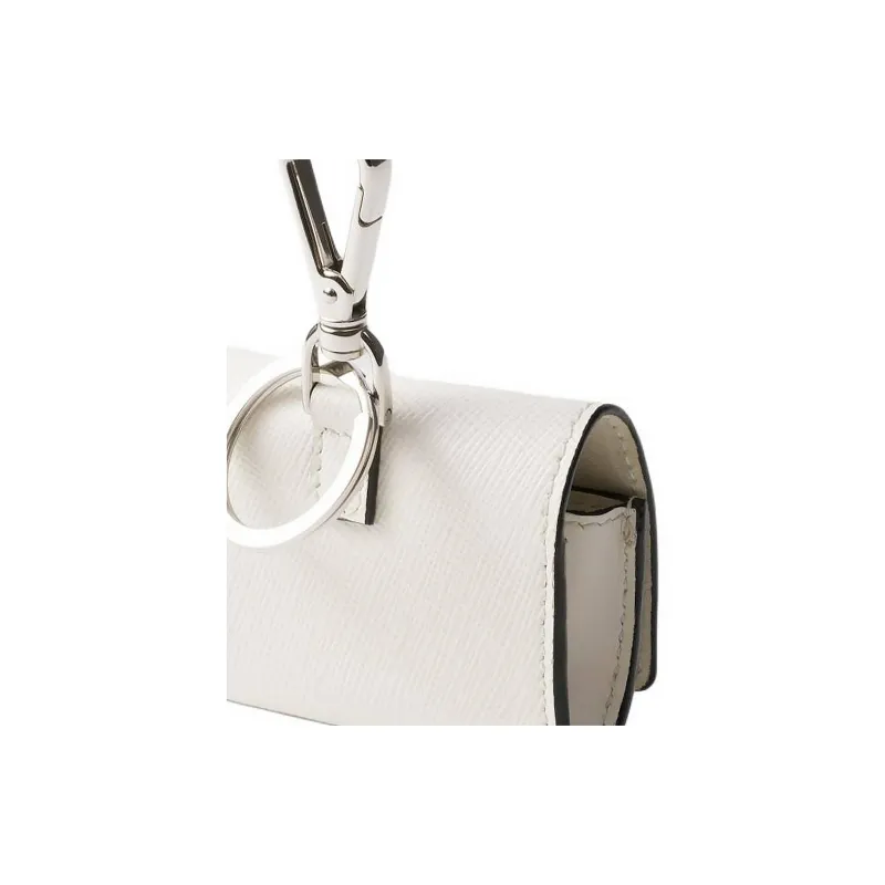PRADA Saffiano Cross Grain Leather Earphone Case Unisex White-3